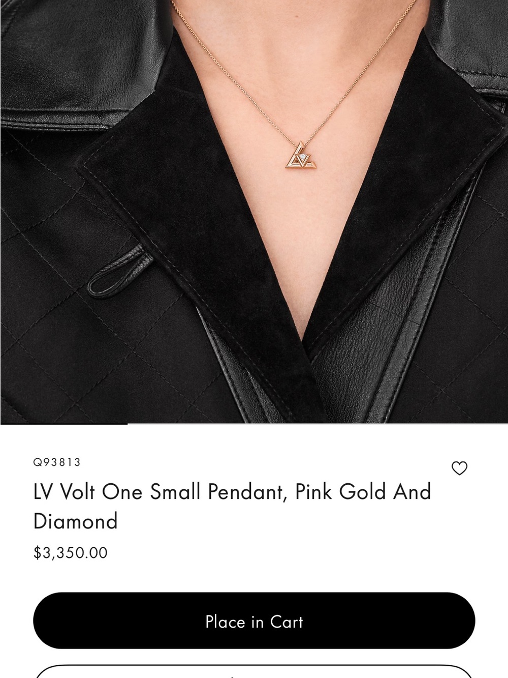 Louis Vuitton Gold & Diamond LV Necklace